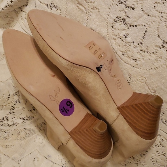 Joie Gabija Genuine Suede Leather Wood Stacked Heel Western Ankle Booties Shoes - Picture 6 of 9